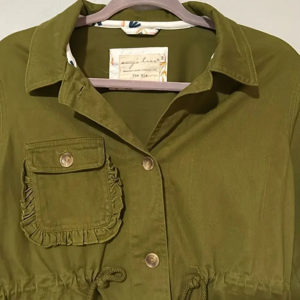 Evy’s Tree Cargo Green Ruffle Utility Jacket M - Picture 3 of 6
